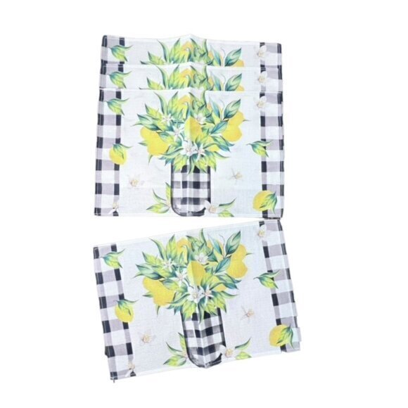 Lemon Floral Bouquet Table Placemats Set Of 4 Summer NEW Farmhouse‎ Coastal BOHO - Picture 1 of 7